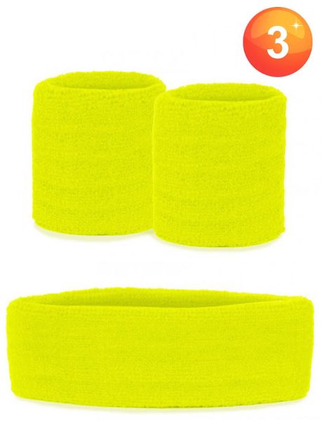 Set van polsbandjes en hoofdbandje neon geel