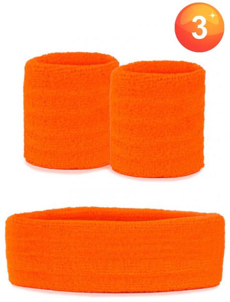 Set van polsbandjes en hoofdbandje neon oranje