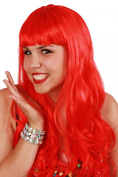 Damespruik lang stijl haar rood sensation