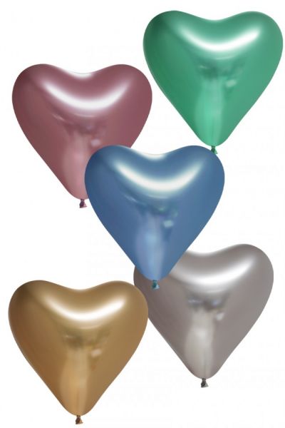 Hartjes ballonnen assorti chrome kleuren