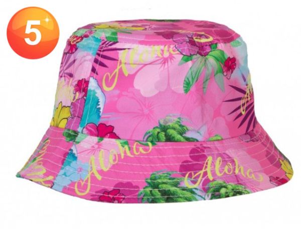 Roze vissershoedje Hawaiiprint