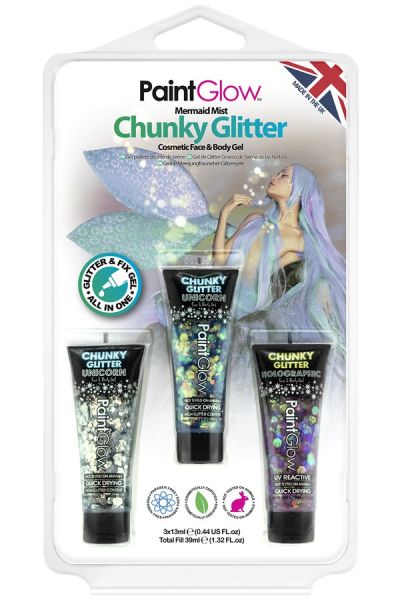 PaintGlow set chunky glitter gezicht lichaam gel Mermaid Mist