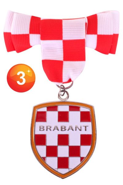 3 Broches met strikje en wapen van Brabant