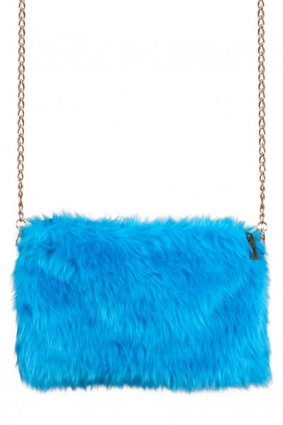 Blue bag made of plush imitation