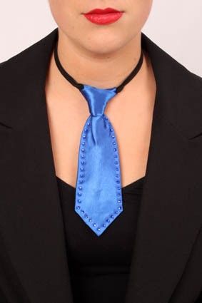 Mini stropdas blauw met Strass-stenen