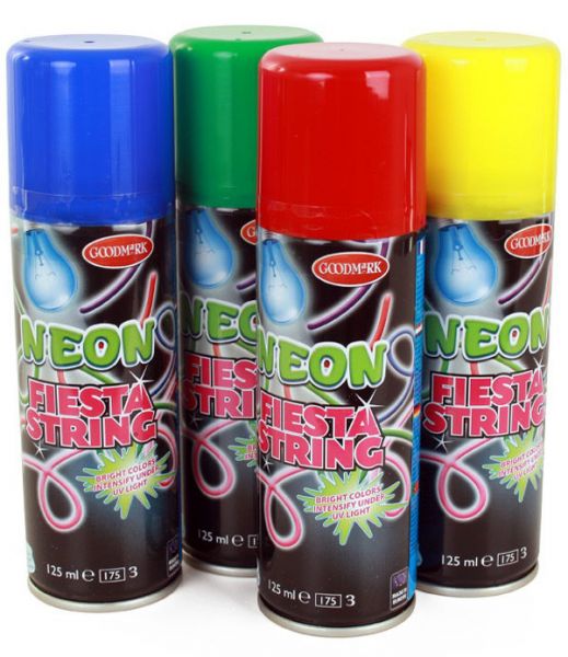 4 Neon kleuren serpentinespray