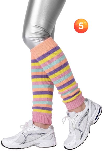 Pastel gestreepte beenwarmers