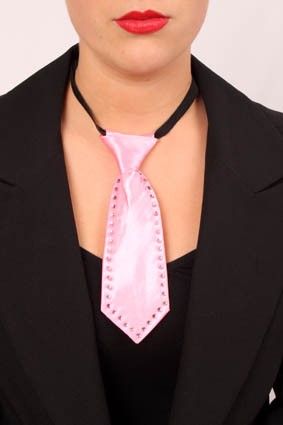 Mini stropdas roze met Strass-stenen