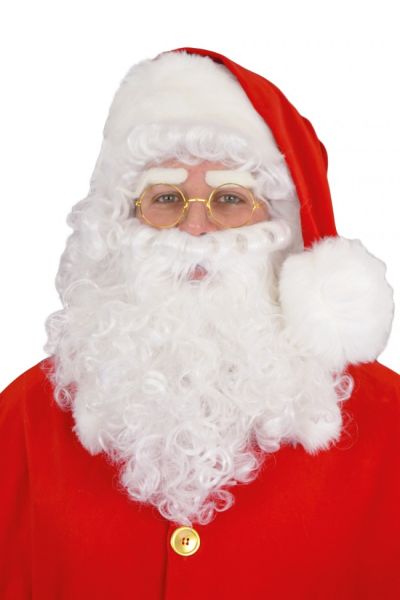 Kerstman set baard en pruik wit