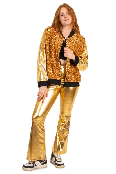 Jas pailletten metallic goud