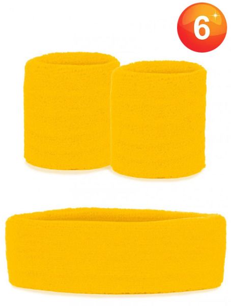 Sets van polsbandjes en hoofdbandje geel