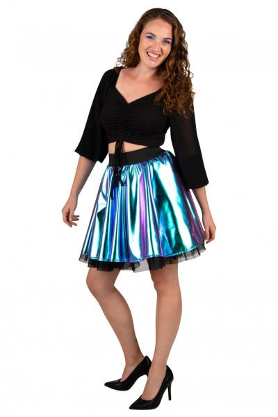Glinsterende Disco rok turquoise jaren 80
