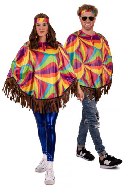 Hippie poncho multi kleuren