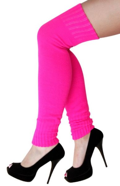 Dames knie over beenwarmers fluor roze