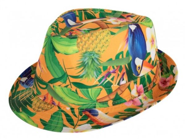 Tropische Exotische oranje geprinte hoed – Funky Jungle