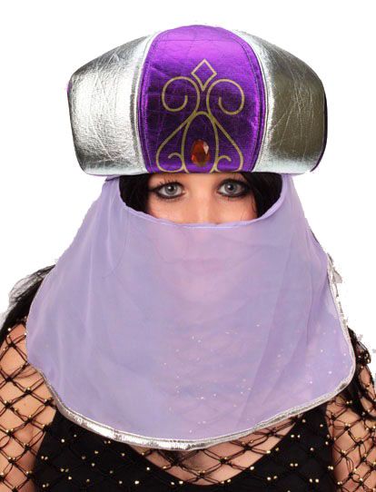 Arabische Suleika hoed paars met sluier