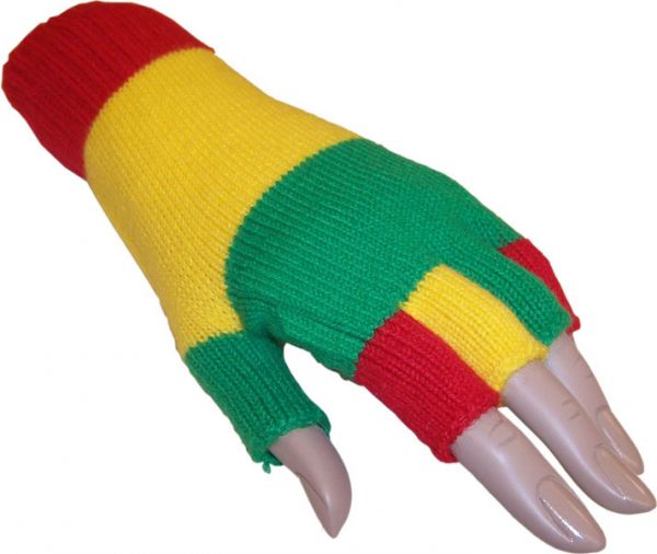 Vingerloze handschoen rood geel groen