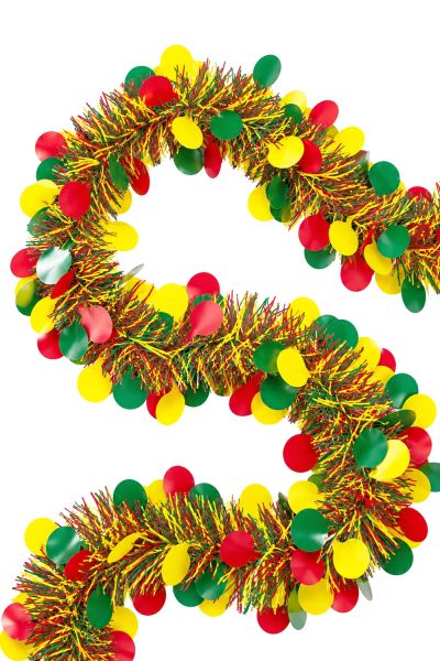 PVC Guirlande rood geel groen confetti 5m