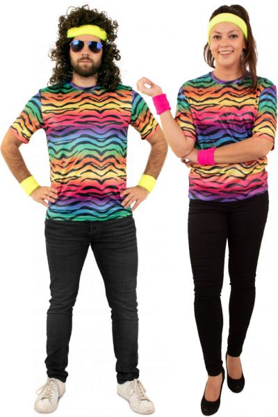 Hippie neon T-shirt tijgerprint