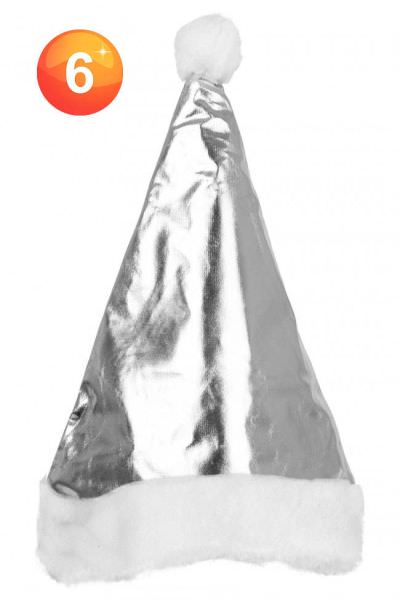 Zilveren Kerstmuts met Pompom en Pluche rand