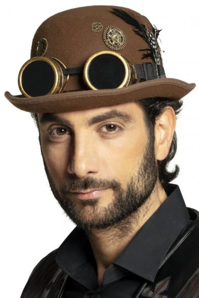 Steampunk bolhoed met bril