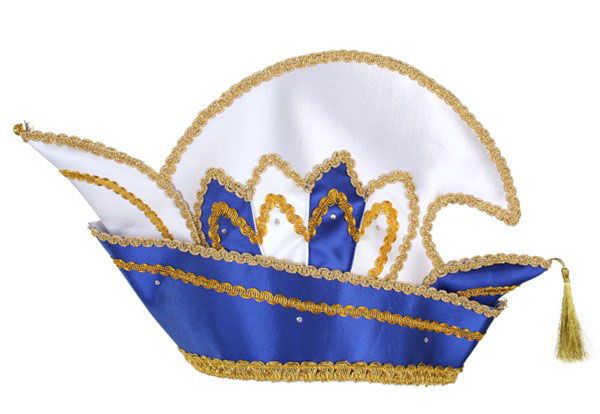Prins Carnaval steek muts blauw met steentjes