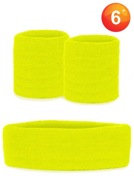 Sets van polsbandjes en hoofdbandje neon geel