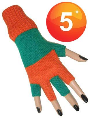 Vingerloze handschoenen oranje groen gestreept