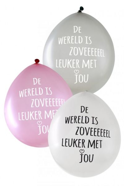 Metallic ballonnen De wereld is zoveeeeeel leuker met jou per 24 stuks