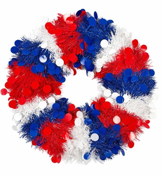 NL Deurkrans confetti snippers rood wit blauw