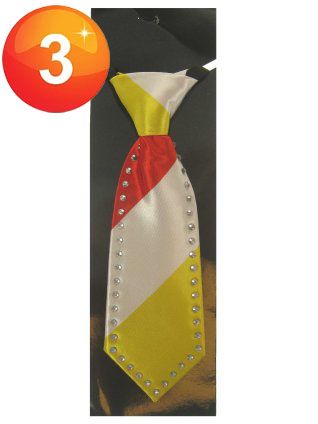 Mini stropdas rood wit geel Oeteldonk met Strass-stenen