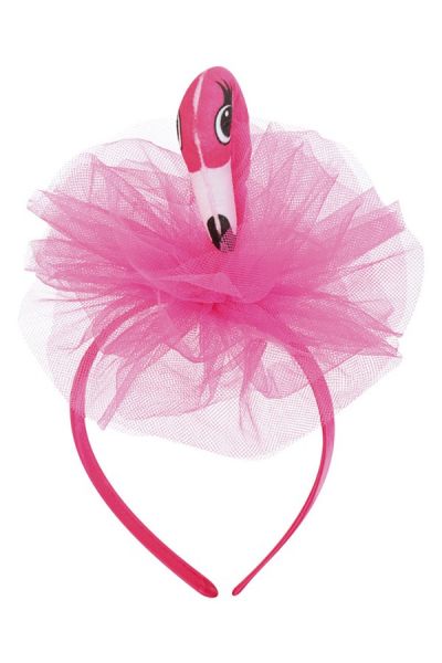 Diadeem roze flamingo met tule tropical festival