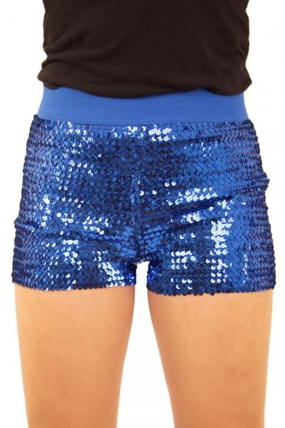 Hotpants met pailletten blauw
