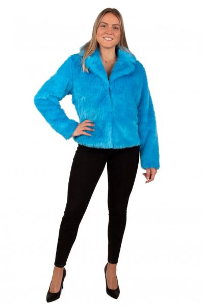 Carnavalsjas dames fluo neon blauw bont