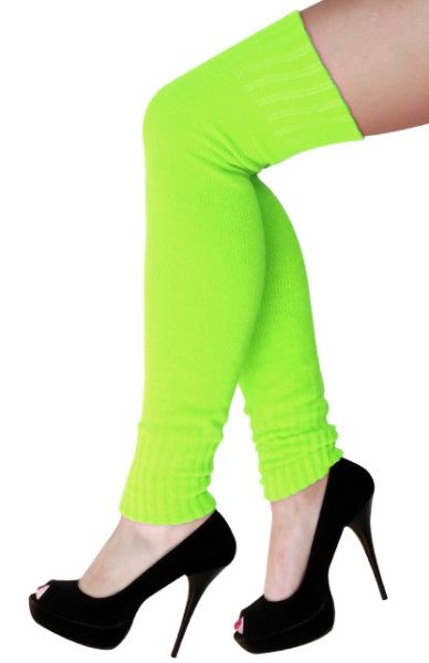 Dames knie over beenwarmers fluor groen