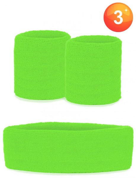 Set van polsbandjes en hoofdbandje neon groen
